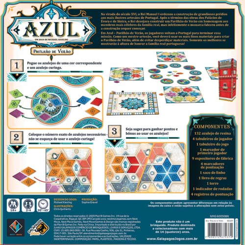 Galápagos, Azul: Pavilhão de Verão, Jogo de Tabuleiro para Amigos, 2 a 4 jogadores, 30 minutos por p