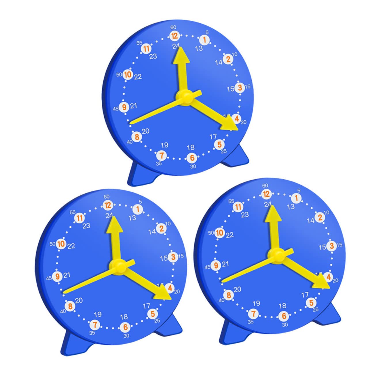 Sosoport 3Pcs Educational Clock Models for Interactive Teaching Bright Color Clock Teaching Aid for Primary School Enhance Perception Skills