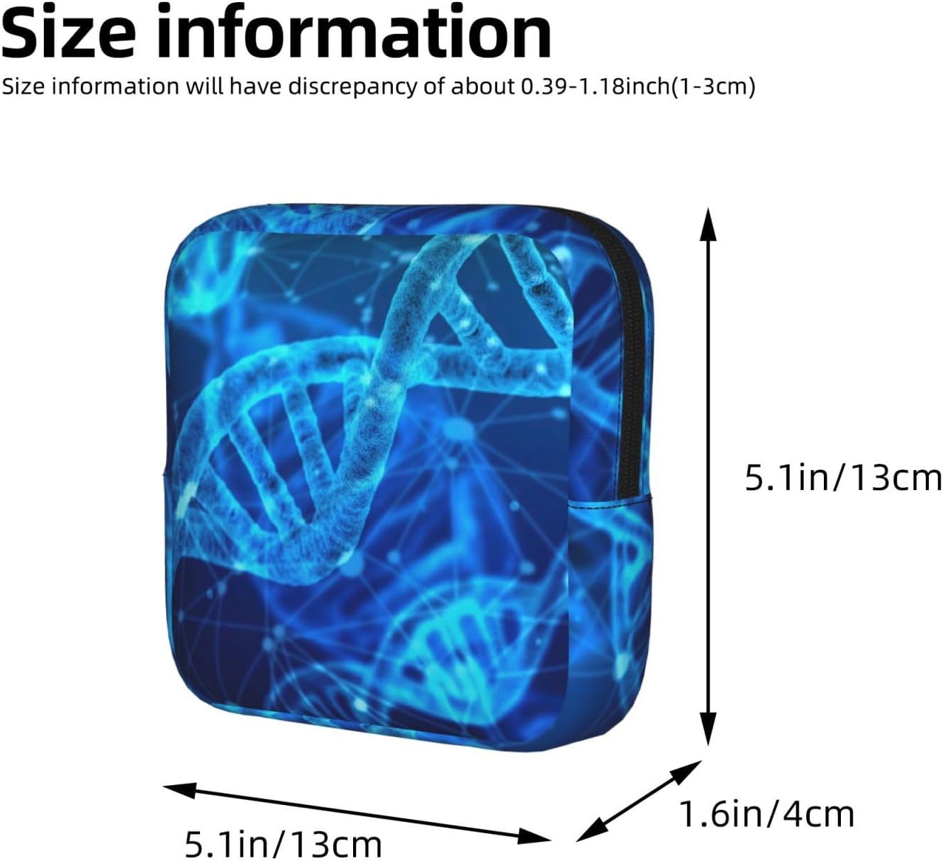 Dna Chain Photo Print Women Period Bag Sanitary Pouch Portable Pad Pouch Tampon Holder Small Zipper Pouch Storage Bag