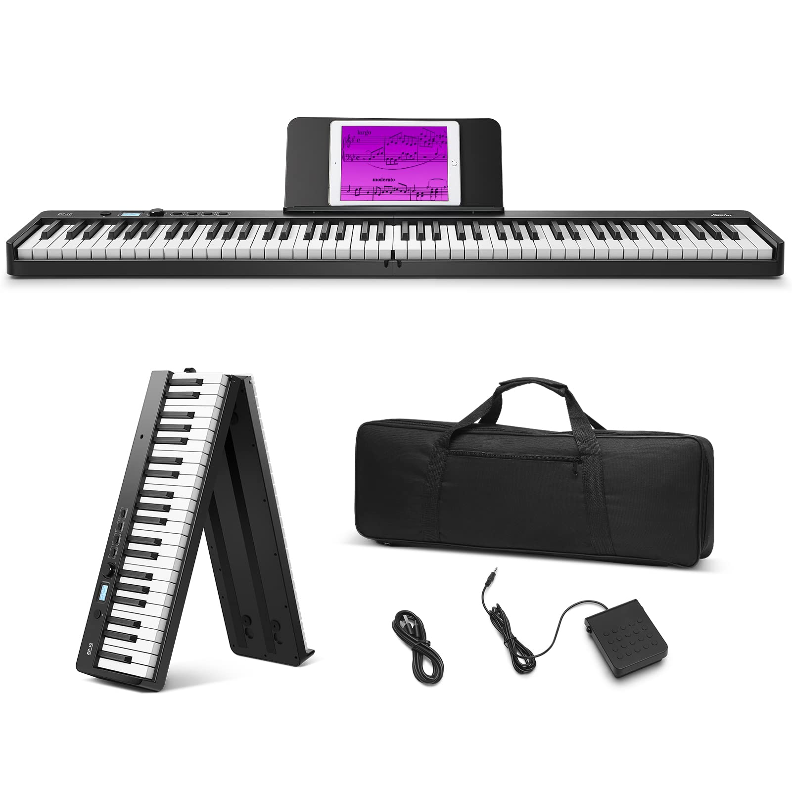 Eastar 88-Key Digital Piano Keyboard, Foldable Electric Piano with Bluetooth, Semi-weighted Keyboard