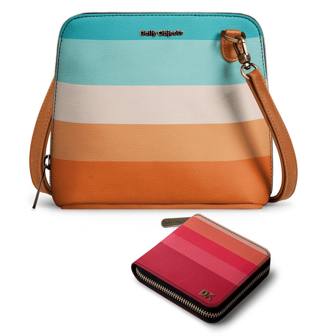 DailyObjects Trapeze Sling Crossbody Bag For Women and Latest Stylish Zip Wallet Purses for Womens, Girls | Durable Vegan Leather | Ladies Mobile Sling Bag | Zipper Closure | Made in India (Combo) (B0C5JNN7SD) Amazon Price History, Amazon Price Tracker