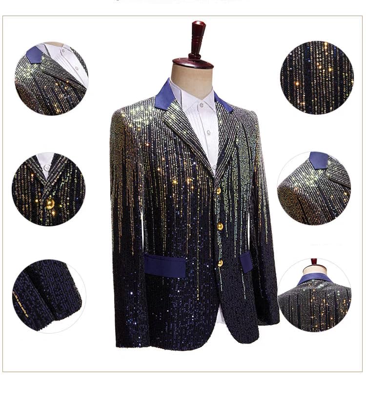 Men's Sequin Jacket, Party, Ball, Wedding, 3-Button Jacket.4