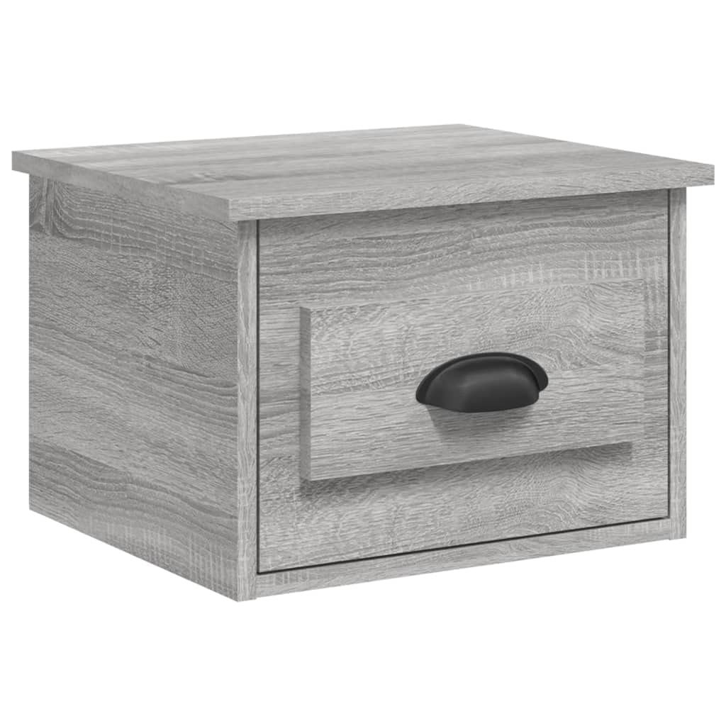 Mesita de noche de pared Sonoma gris 41,5 x 36 x 28 cm con cajón – Mesita de noche de madera, montaje en pared, espacio de almacenamiento flotante