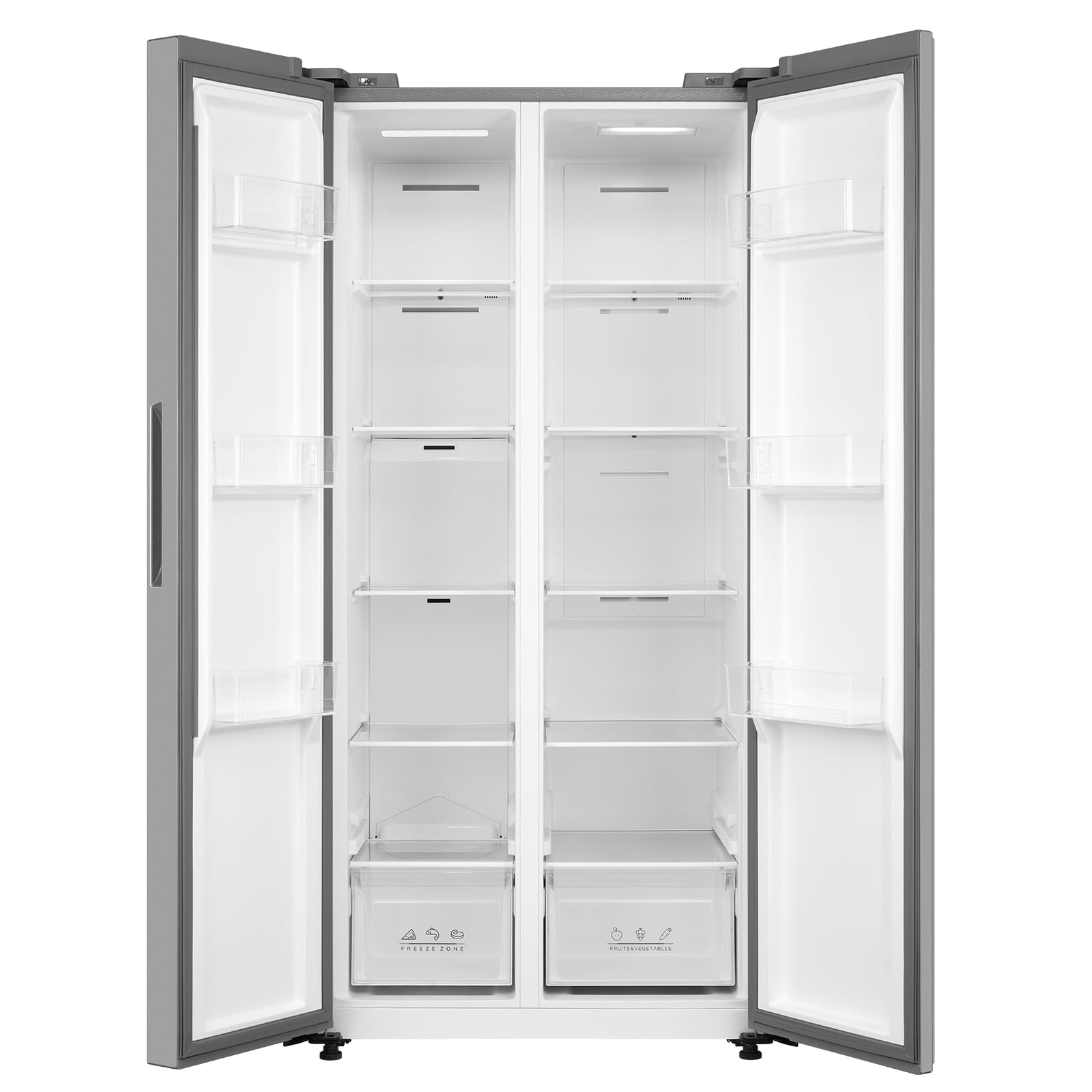 Comfee' RCS609IX2 Side-by-Side Kühl-/Gefrierkombination/No Frost/Inverter Compressor/177,5 cm hoch/271 L Kühlen/189 L Gefrieren/Doppelte Steuerung/SuperCool, Inox