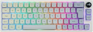 EPOMAKER TH66 Pro ISO UK Layout 65% Hot Swappable RGB 2.4Ghz/Bluetooth 5.0/Wired Mechanical Gaming Keyboard with MDA PBT Keycaps, Knob Control for Mac/Win/PS4/PS5 (Monet Keycaps, Gateron Pro Yellow)