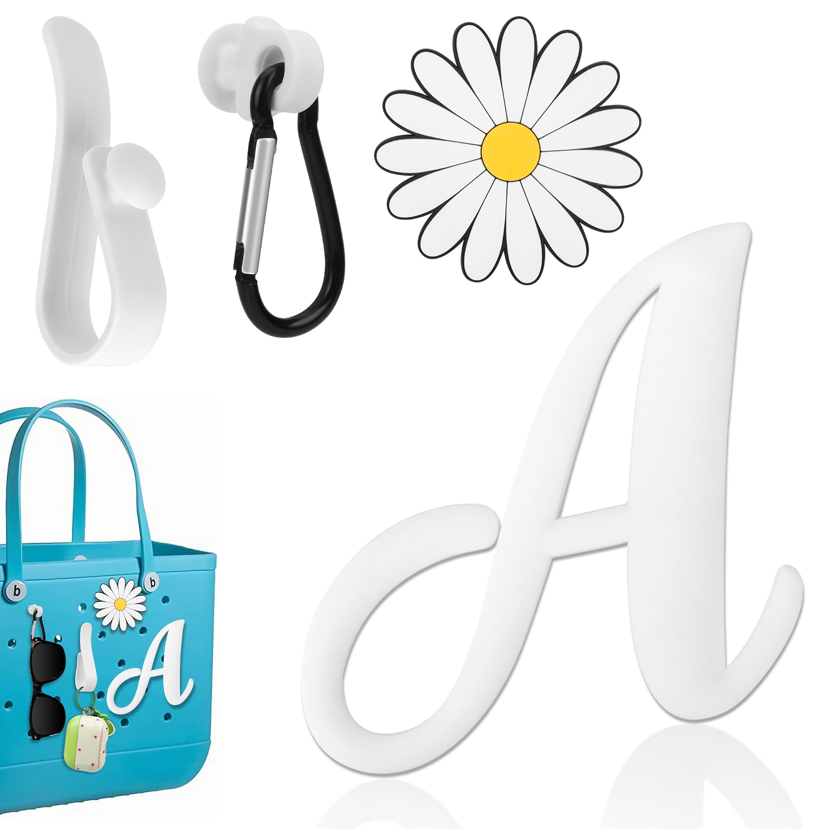 MUCOOS Bogg Bag Accessories Charm, Letter and Flower Beach Charms for Bogg Bags, Bogg Bag Accessories Charm for Beach Bag, Bogg Bag Charms
