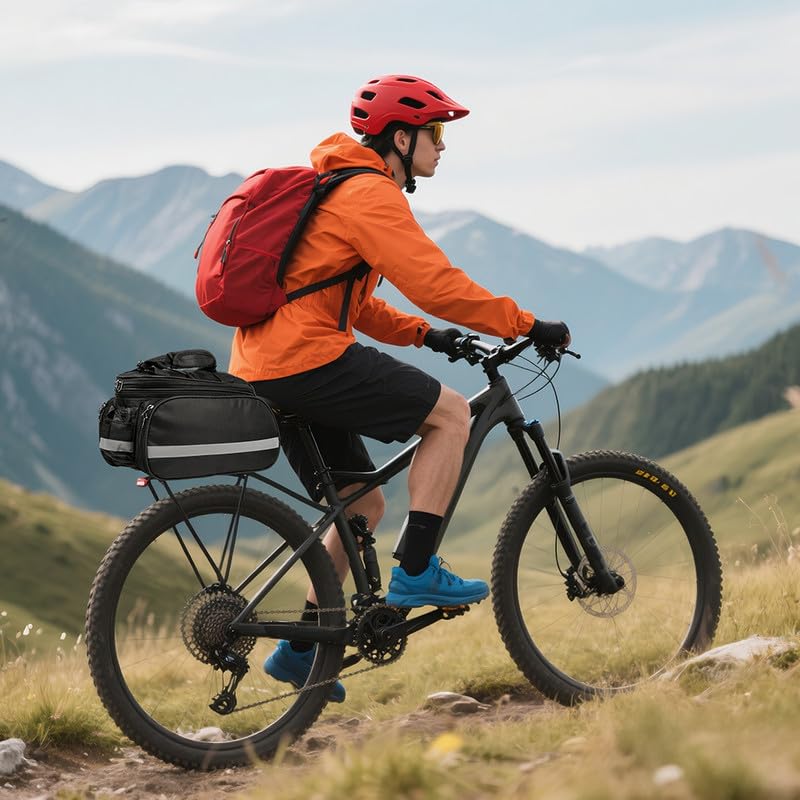 Borsa Bici Posteriore Doppia, 10-20L Borse Impermeabili per Portapacchi, Borsa 3 in 1, Zaino Portatile Multifunzione per Esterni