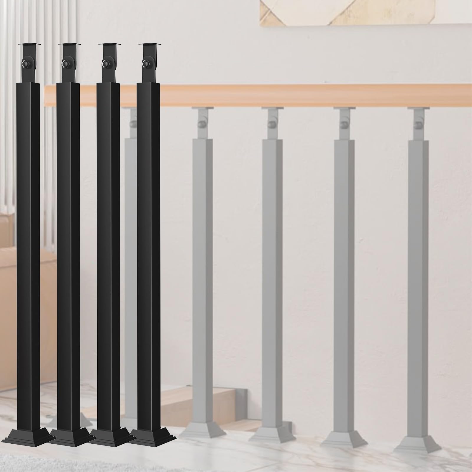 Balustres fer forgé noir durable de style traditionnel extérieur