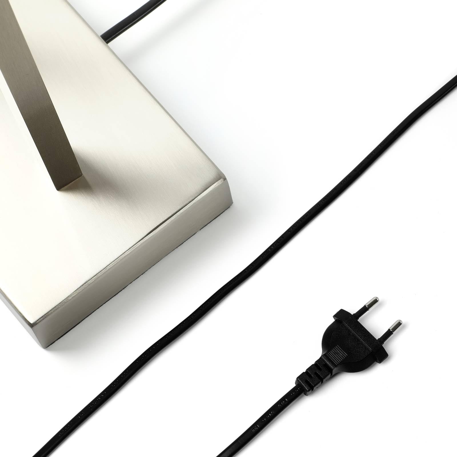 Lindby lámpara de mesa en níquel satinado, blanco, mesita noche | lámpara de mesa, e27, moderno, de tela para sala de estar, salón, dormitorio, comedor