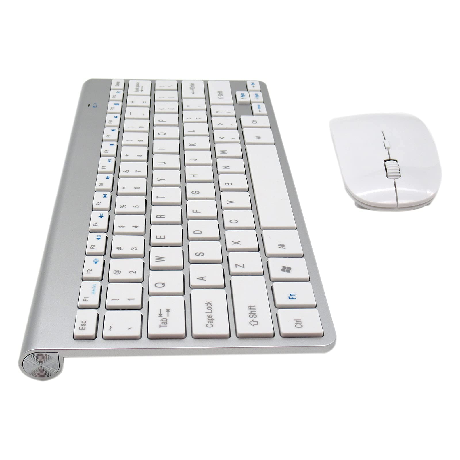 USonline911 Premium Quality Wireless Keyboard and Mouse Combo, 2.4G Cute Round Mute Keyboard Mouse Set Waterproof for Laptop, Computer, Mac Silver