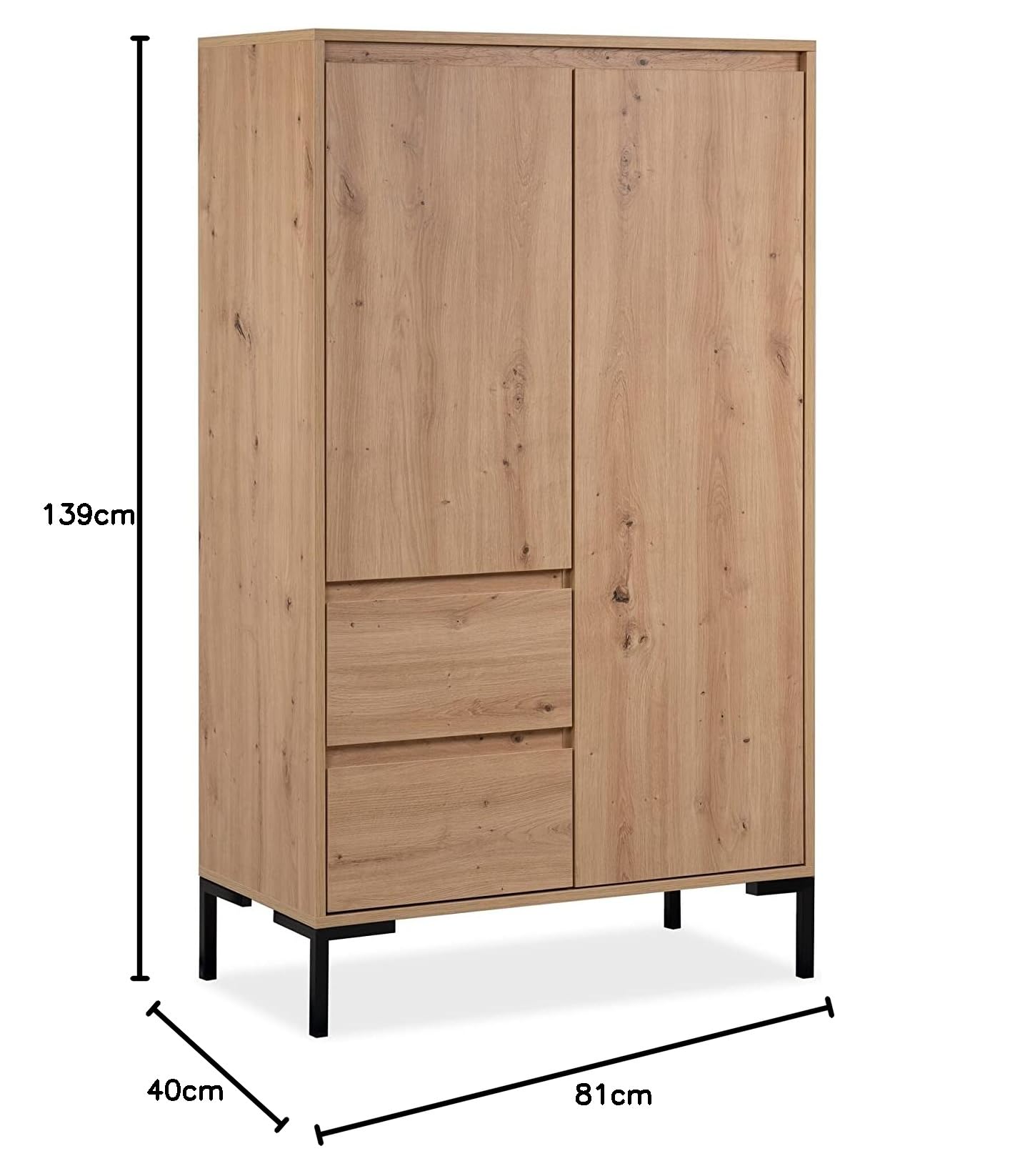 möbelando Highboard Korsika in Dekor Artisan Oak. Abmessungen (BxHxT) 81x139x40 cm