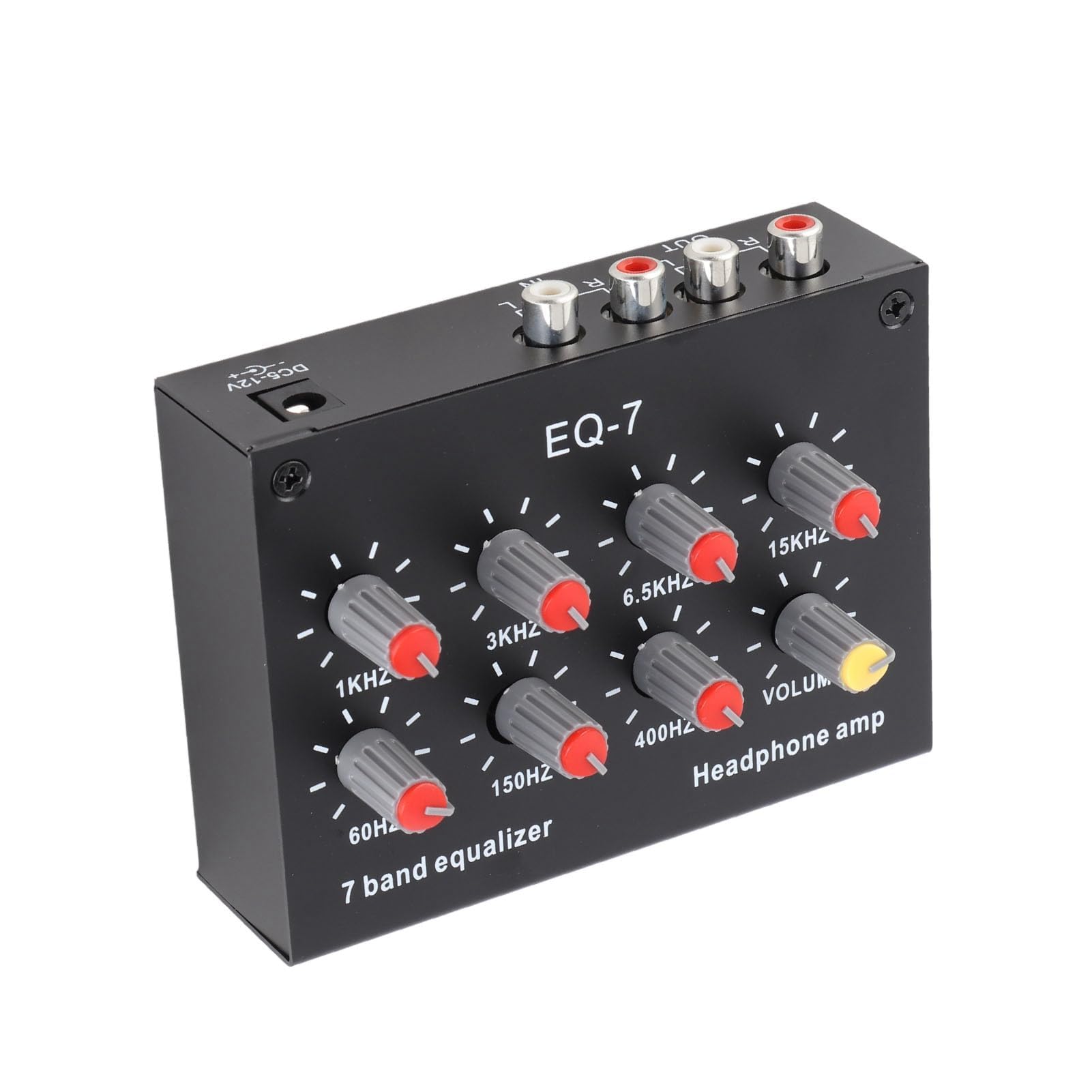 7 Band Sound Equalizer mit 5X Verstärkung und ±12 dB Einstellung Aluminiumgehäuse kompatibel mit Smartphones und Audioquellen