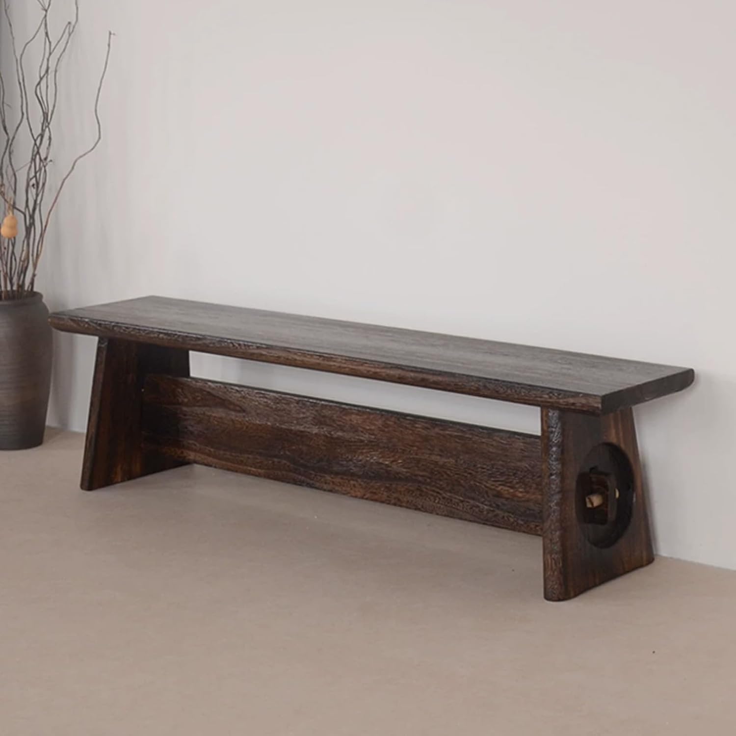 Dining Bench, Wood Bench, Farmhouse Wood Bench, Solid Wooden Dining Bench, Classic Vintage Bench, Kitchen Bench for Living Room, Hallway, or Entryway, 46.2in(Height: 30cm/11.8in)