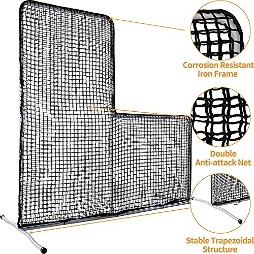 Gagalileo Baseball Screen L Screen Baseball Protective Screen Baseball Pitching Screen Softball Throwing Catching Screen Baseball Pitcher Screen Black GB-0008-B