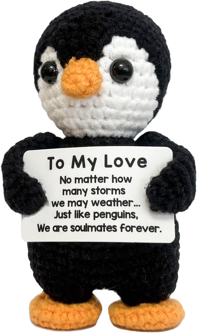 To My Love Handmade Crochet Penguin-Gifts for Him Her Boyfriend Girlfriend Birthday Christmas,Wedding Anniversary Valentines Day Gift for Women Men-Romantic I Love You Gift for Couples Wife Husband