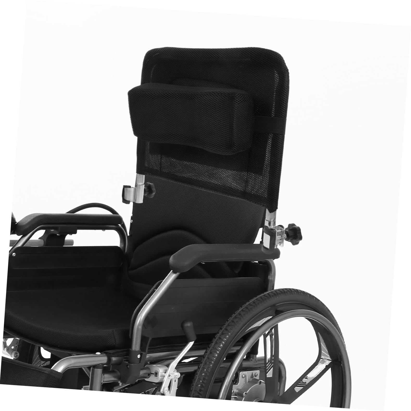 Respaldo Silla de Ruedas Elevable y Extraíble de Tela de Malla, Acero al Carbono, Accesorios para Silla de Ruedas, Negro