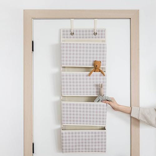 Miniatura 4 de 3 Sprouts Organizador para colgar sobre la puerta, organizador colgante para bebés y almacenamiento con 4 bolsillos grandes y 2 ganchos para ropa de