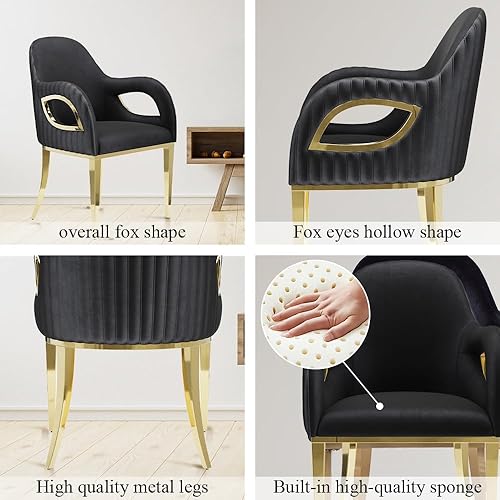 Miniatura 4 de ACEDÉCOR Sillas de comedor blancas modernas sillas decorativas de respaldo medio con diseño de ojos de zorro sillones tapizados con patas de metal