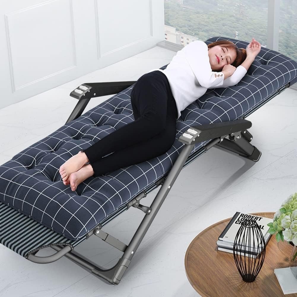 Folding Chaise Lounge Chair for Outside Beach Sunbathing Patio Pool Lawn Deck Lay Flat Adjustable 5-Position(B)