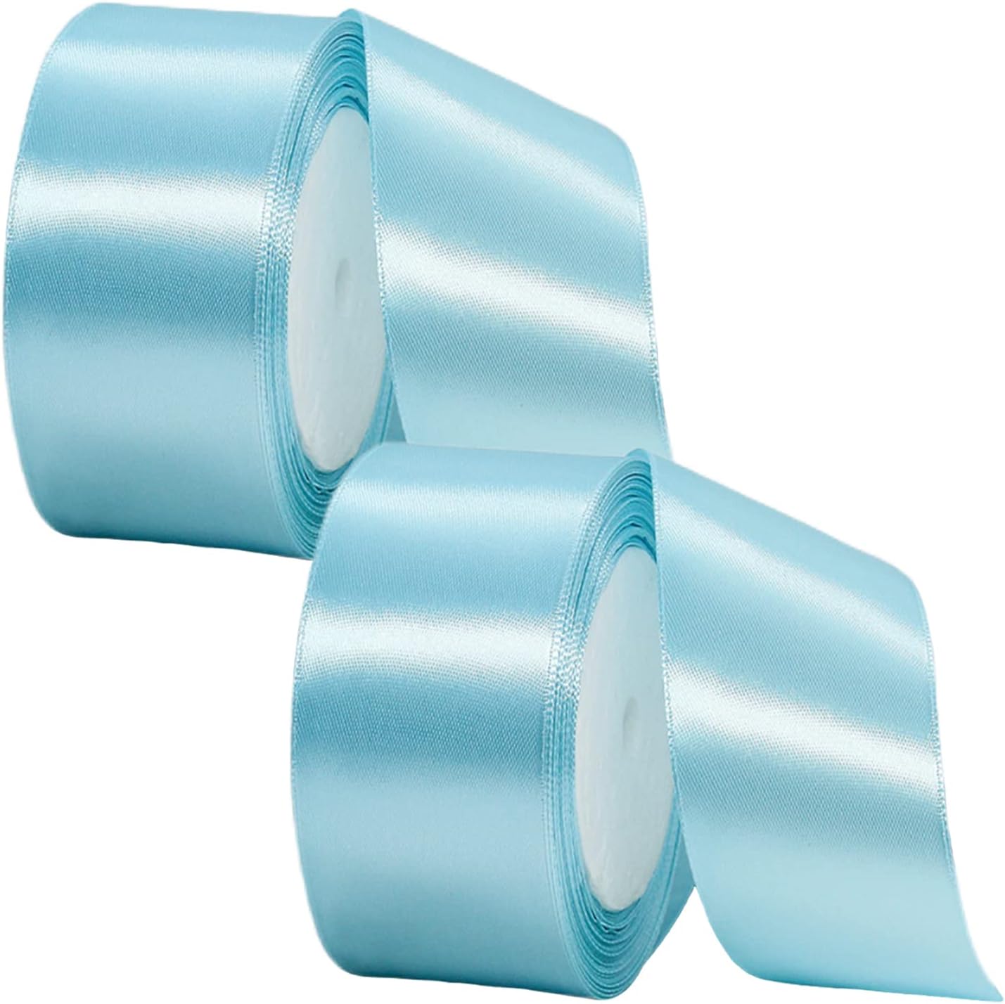 2 Rolls Thick Baby Blue Ribbon 40mm for Gift Wrapping 22M, Double Sided