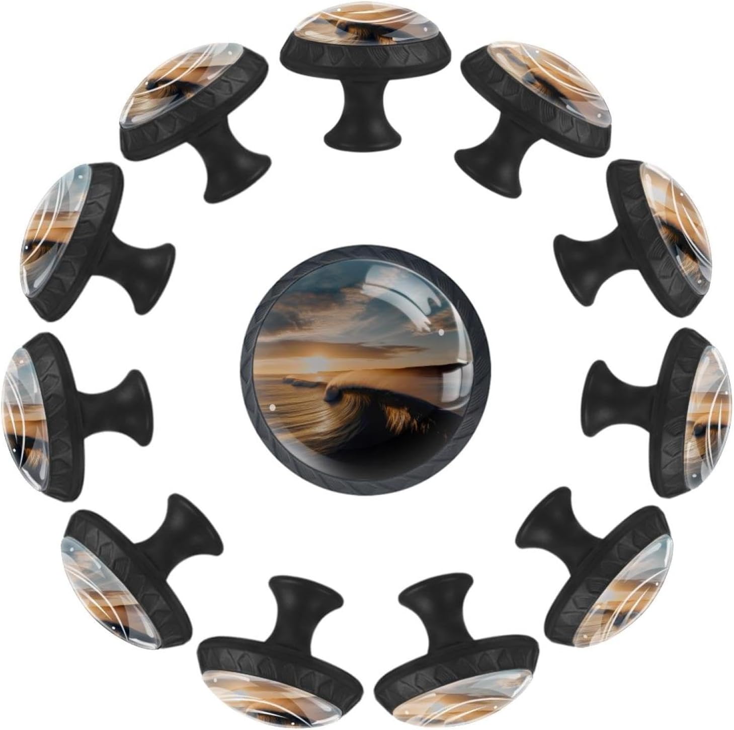 Black Coastal Sky Waves (2) Practical Drawer Knobs, Durable Cabinet Pulls for Daily Household Furniture