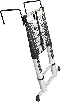 Mighty Multi Extension Ladder - 5m/6m/7m/8m Tall Aluminum Telescoping Ladder with Stabilizer Bar & Hook, Outdoor Building Roof Size 6.2M/20.3ft Star of Light