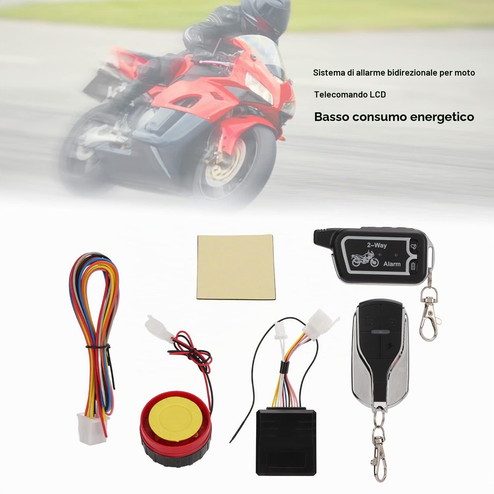 Kimiss di Allarme per Moto, Allarme Bidirezionale Sonoro a Vibrazione con Telecomando LCD Antifurto