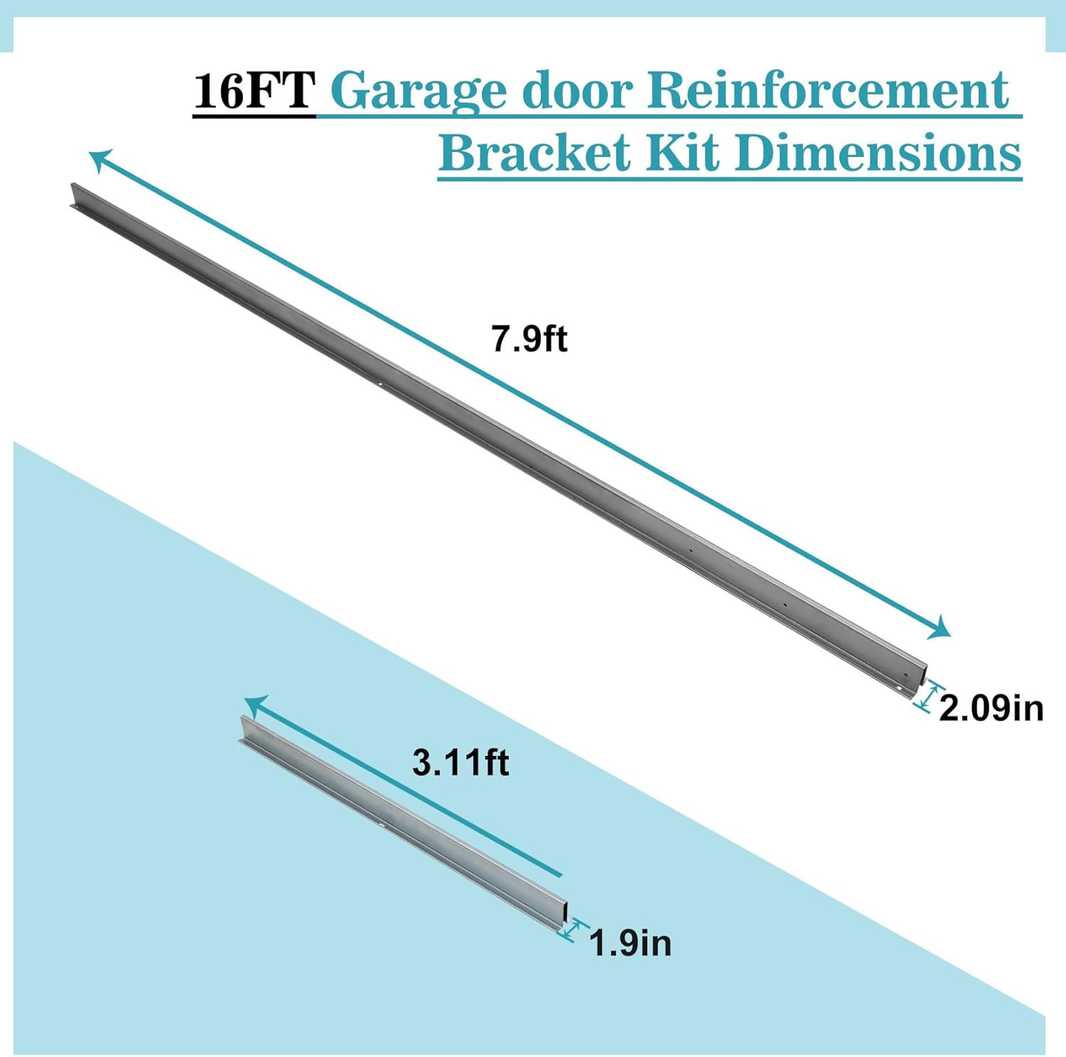 16 foot garage door strut, garage door strut 16 foot, heavy duty garage door reinforcement bracket kit, garage door hurricane brace kit