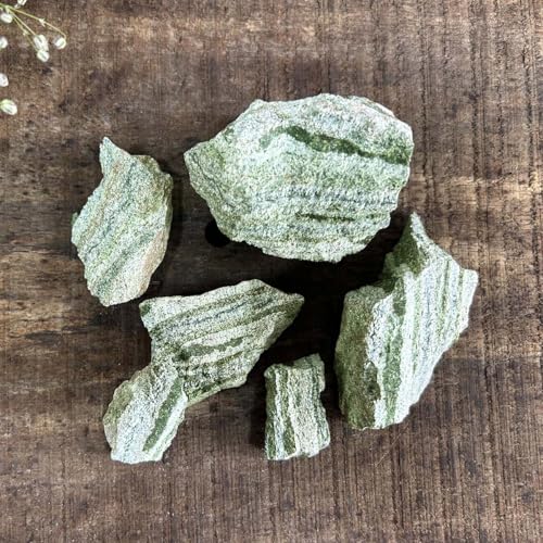 Image of Green Zebra Jasper Raw Stone 250g | 2-3 Pcs Natural Healing Crystal for Grounding, Harmony & Strength | Decorative Stones for Home Decor, Living Room, Office & Vastu Showpiece