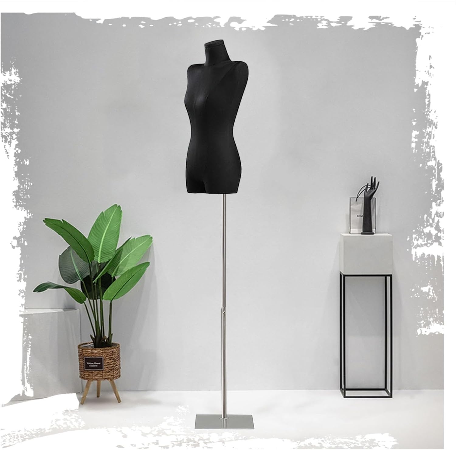 Adjustable Female Dress Form Mannequin Torso - Black Flax Sewing Display with Metal Stand for Clothing, Jewelry & Accessories - 3 Styles (Silver, A) - Perfect for Tailoring & Crafting