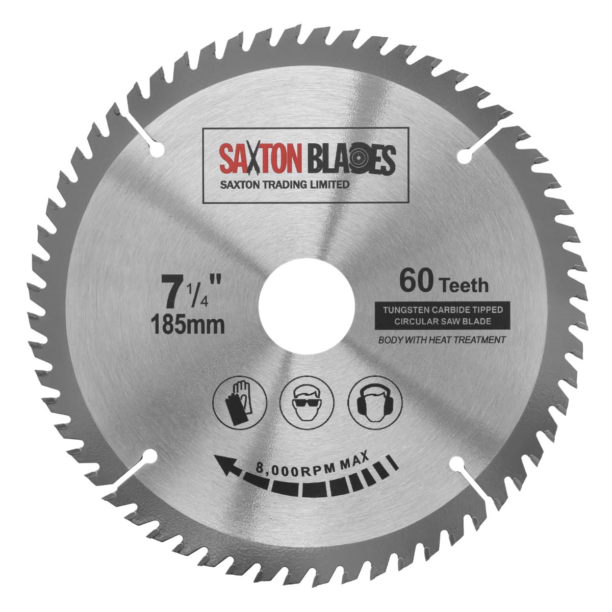 Saxton Blades Silver Tct18560t Saxton Tct Circular Wood Saw Blade 185Mm X 30Mm Bore X 60T For Bosch Makita Dewalt Fits 190Mm Saws