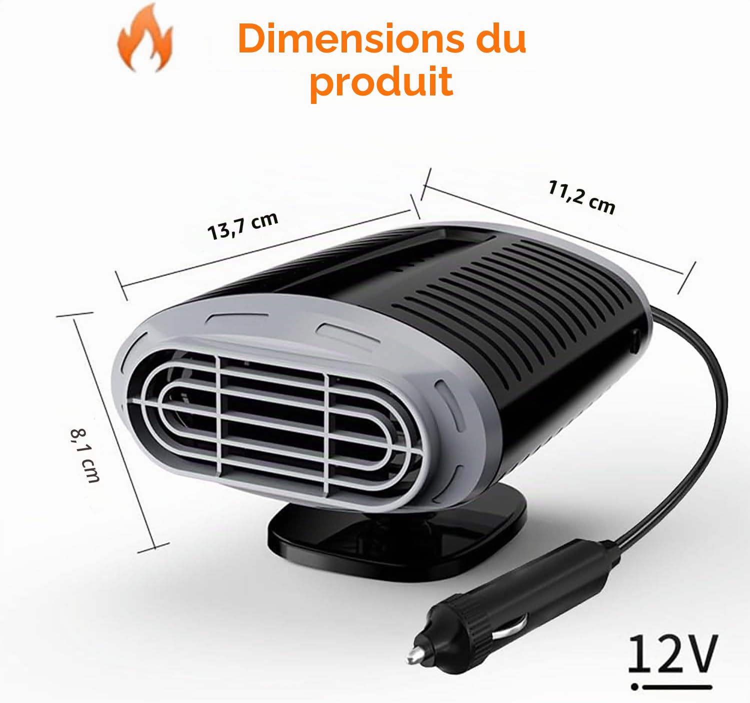 Chauffage de Voiture 12V pour Voiture, branchement sur Allume-Cigare, Chauffage Rapide, Rotation à 360 degrés, dégivreur pour Pare-Brise de Voiture