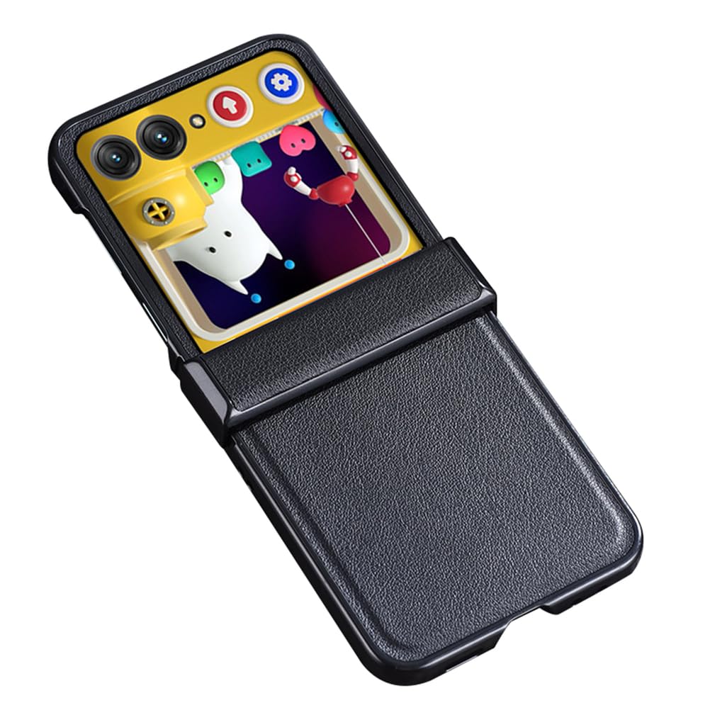 Noir,60 Ultra, Étui Cuir pour Motorola Razr 60 Ultra/60, Antichoc Ultra Mince Housse Protection avec Intégrale Charnière Coque Affaires