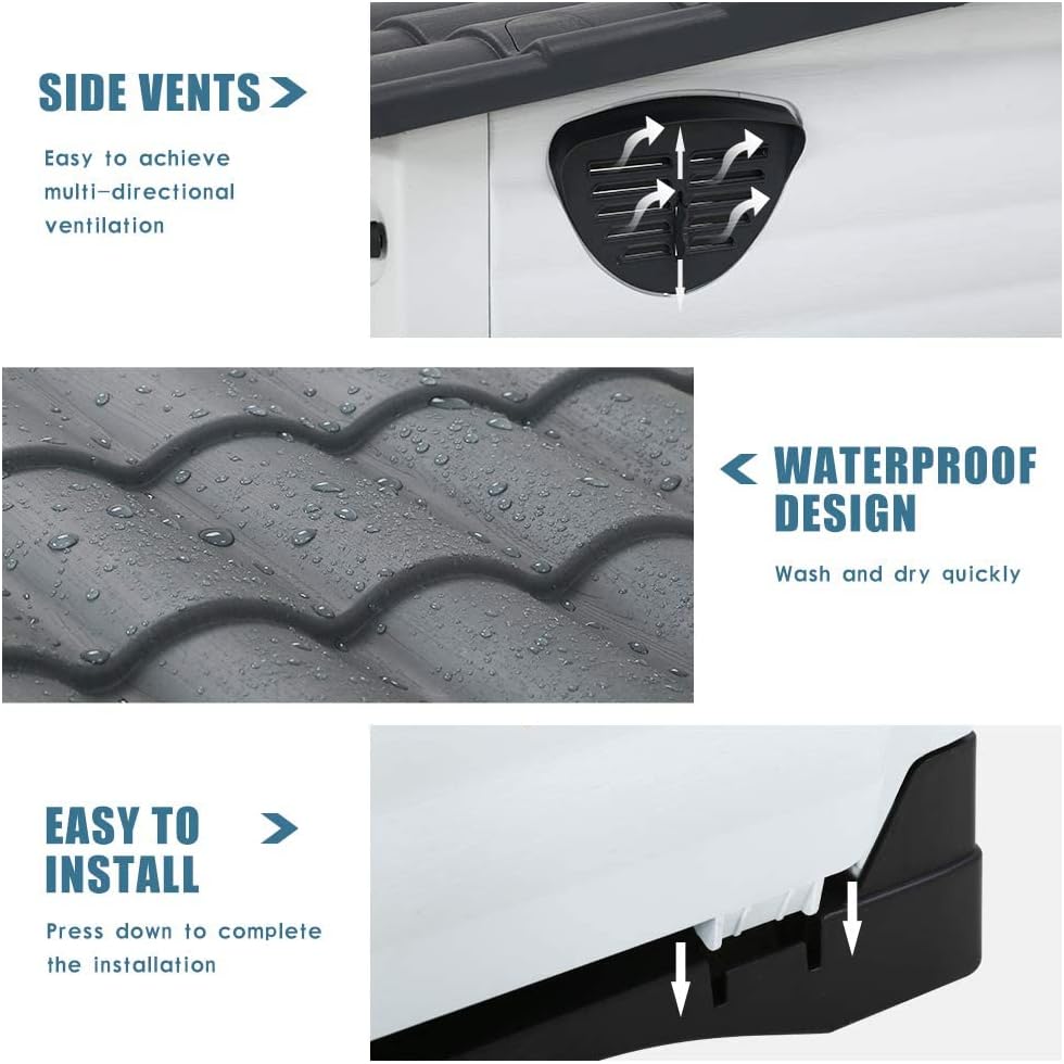 26 Inch High Winter Dog House, Outdoor Kennel With Air Vents and Elevated Floor for Ventilation, Weatherproof Plastic