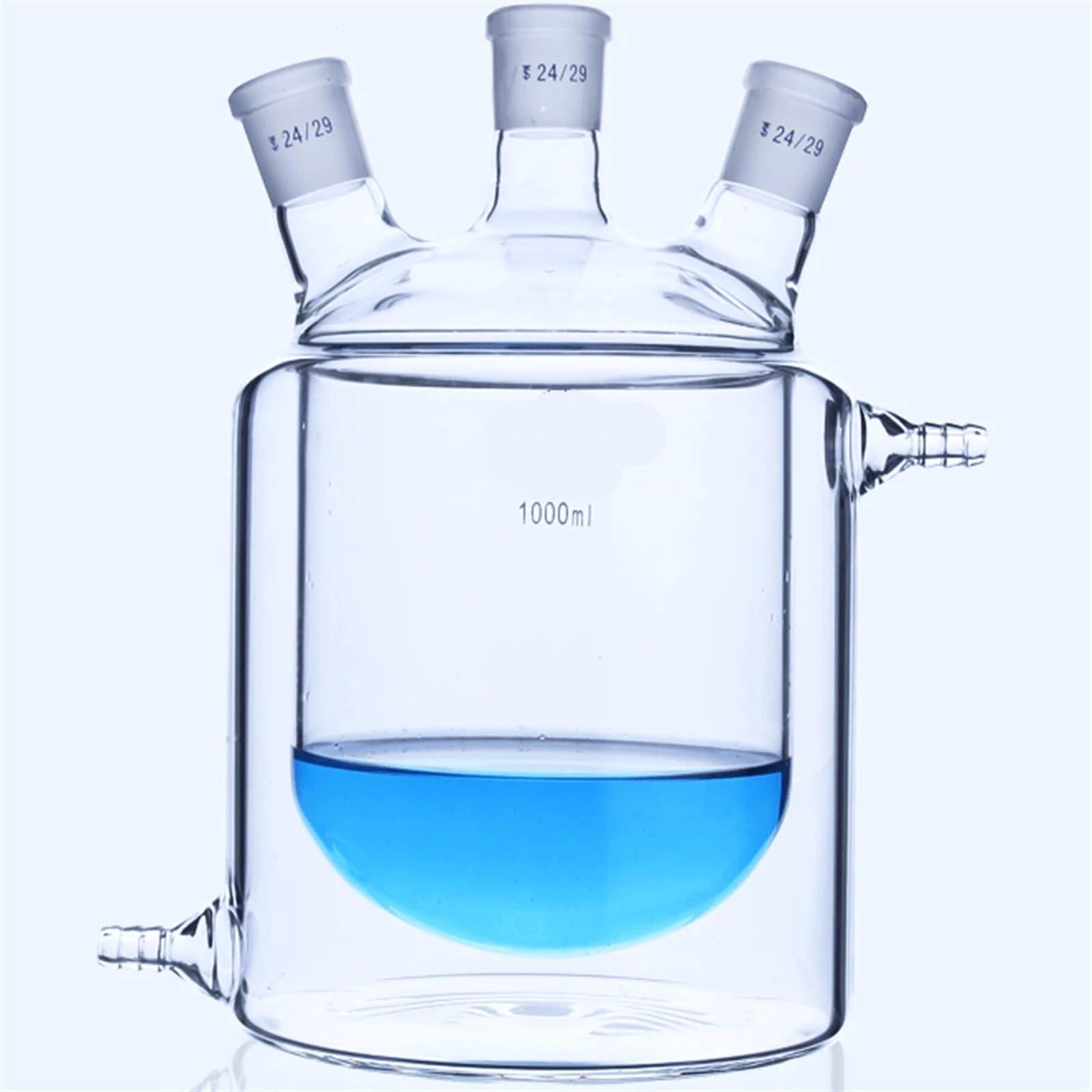 matraz de fondo redondo， Botella de reacción de laboratorio de doble capa con tres cuellos, 250 ml-2000 ml, fondo plano con 24 juntas(250ml 24-24-24)