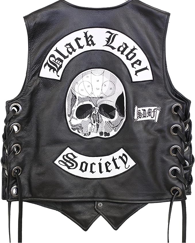 Men's Black Labeel Socity Skull Logo Biker Vest2