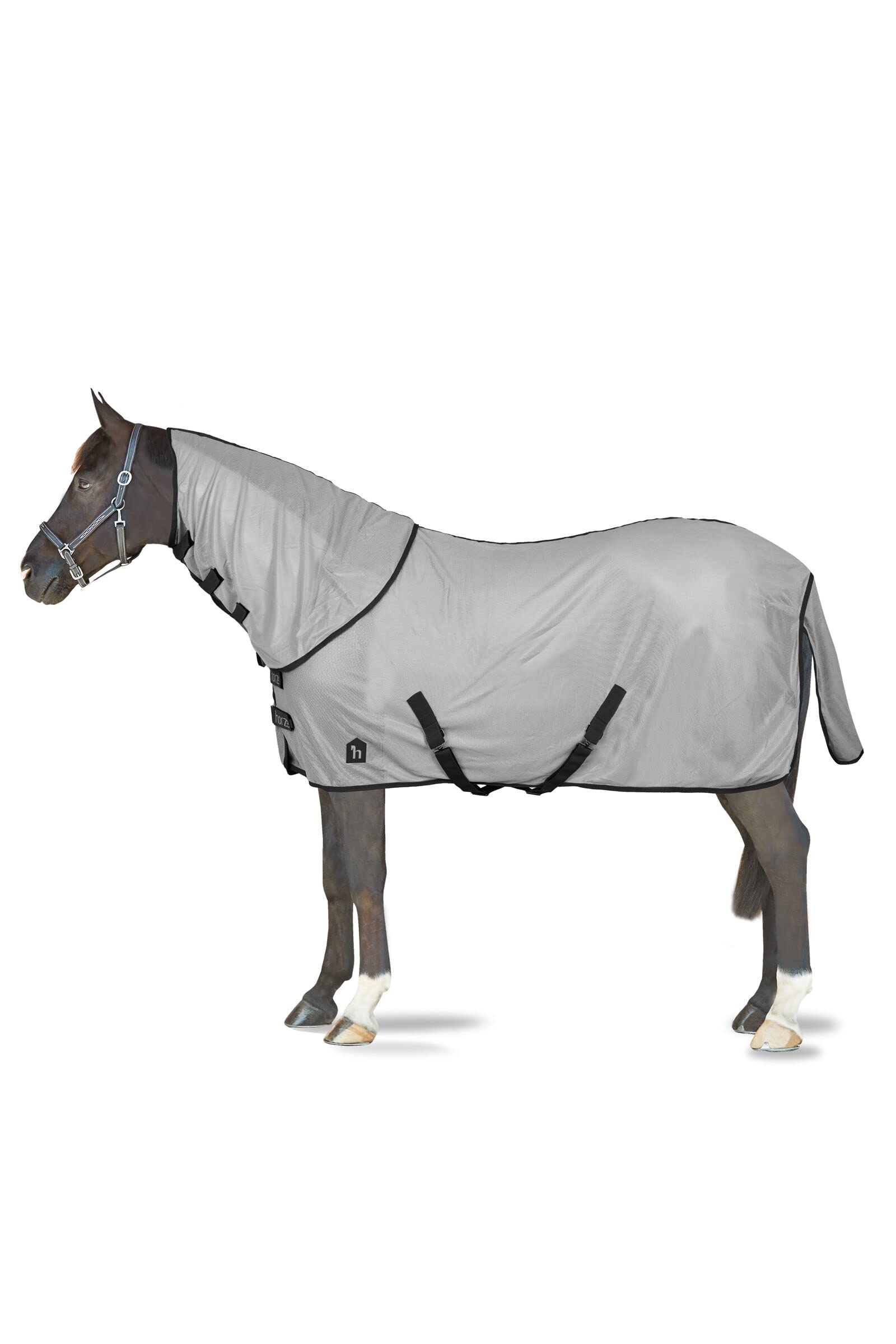 Horze - Manta antimoscas para caballos Paso Fino, protección contra insectos con escote extraíble y protección UV
