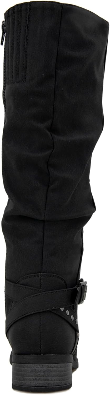 XOXO Women's Mycah-b Wc Knee High Boot, Black Pu, 5 Wide : Amazon.sg:  Fashion