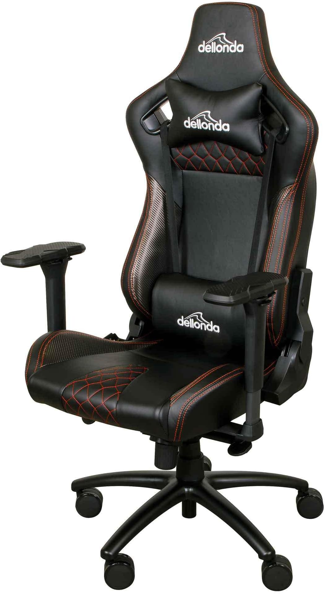 Dellonda Adjustable Deluxe Gaming Chair with Headrest & Lumbar Support Black & Red - DH48