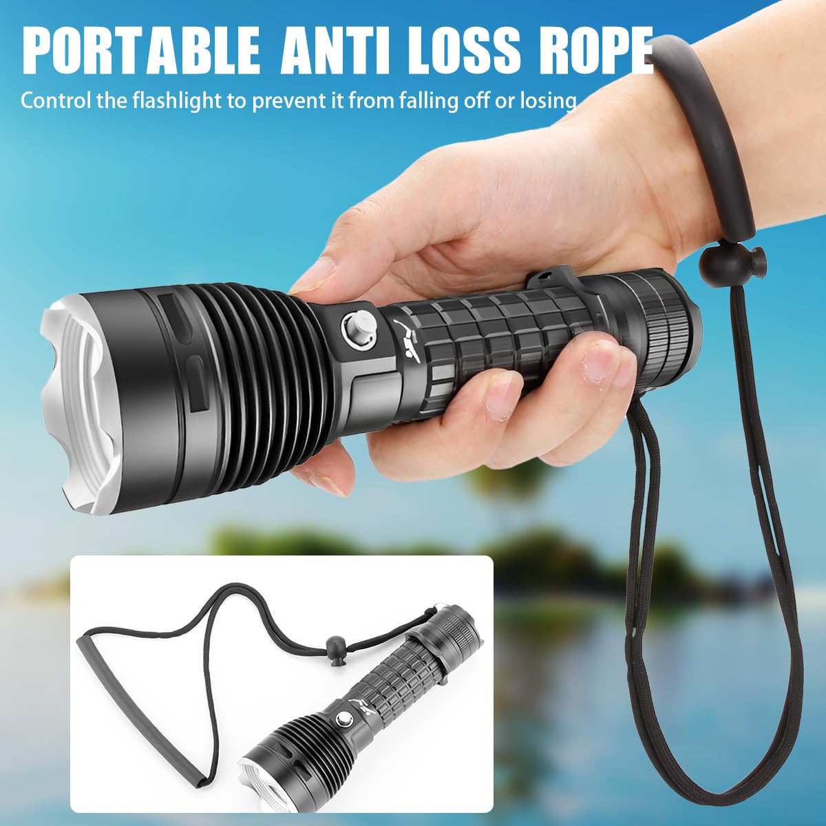 Tauch-Taschenlampe, 3000 lm, IPX8, wasserdicht, 3 Modi, Unterwasserlicht zum Schnorcheln, ideales Geschenk für Taucher und Unterwassersportbegeisterte