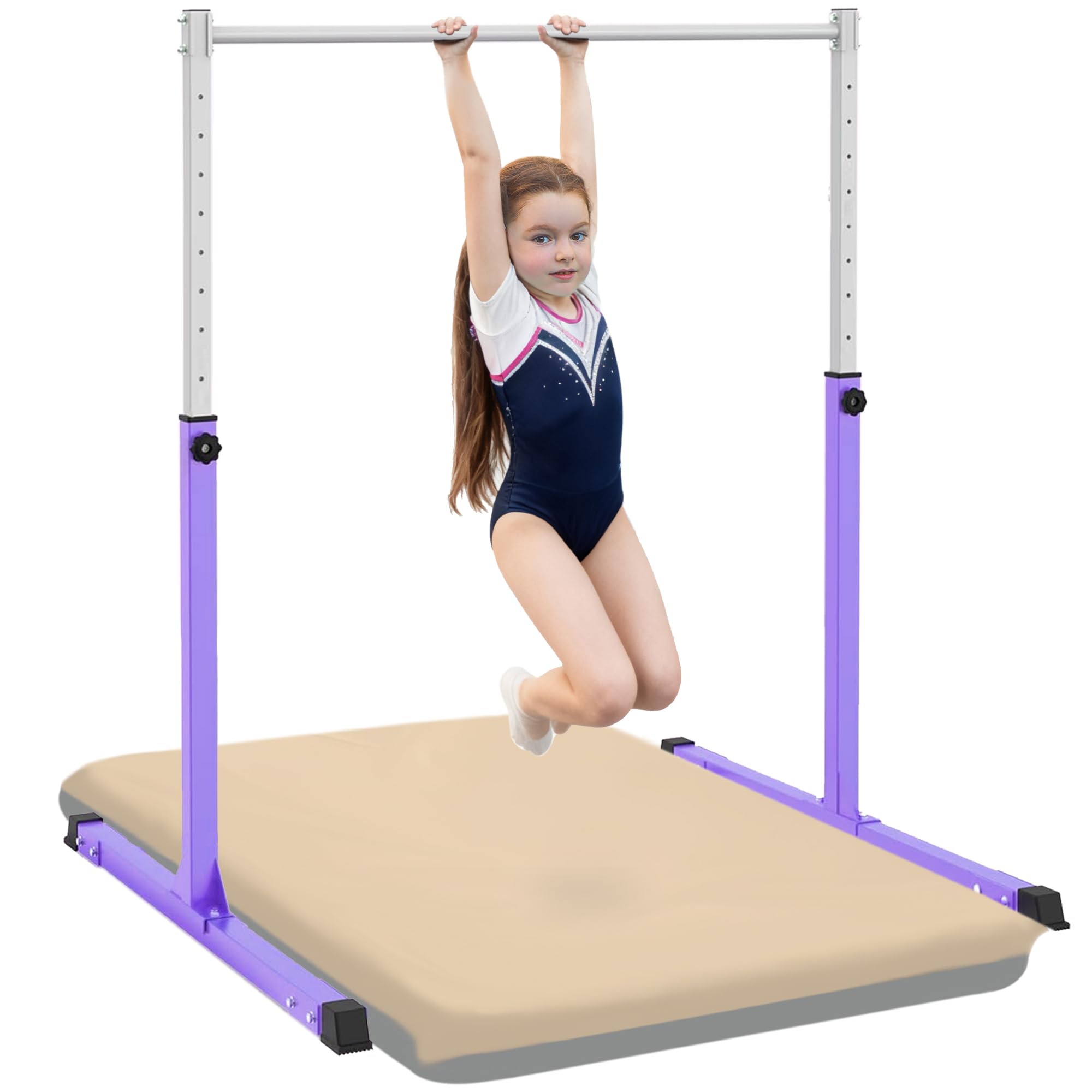 gymnastics bar for kids ages 3-15, 3' to 5' adjustable height, gymnastic kip bar horizontal bar for gymnas, anti-slip and easy to assemble, home gym equipment indoor for girls, boys