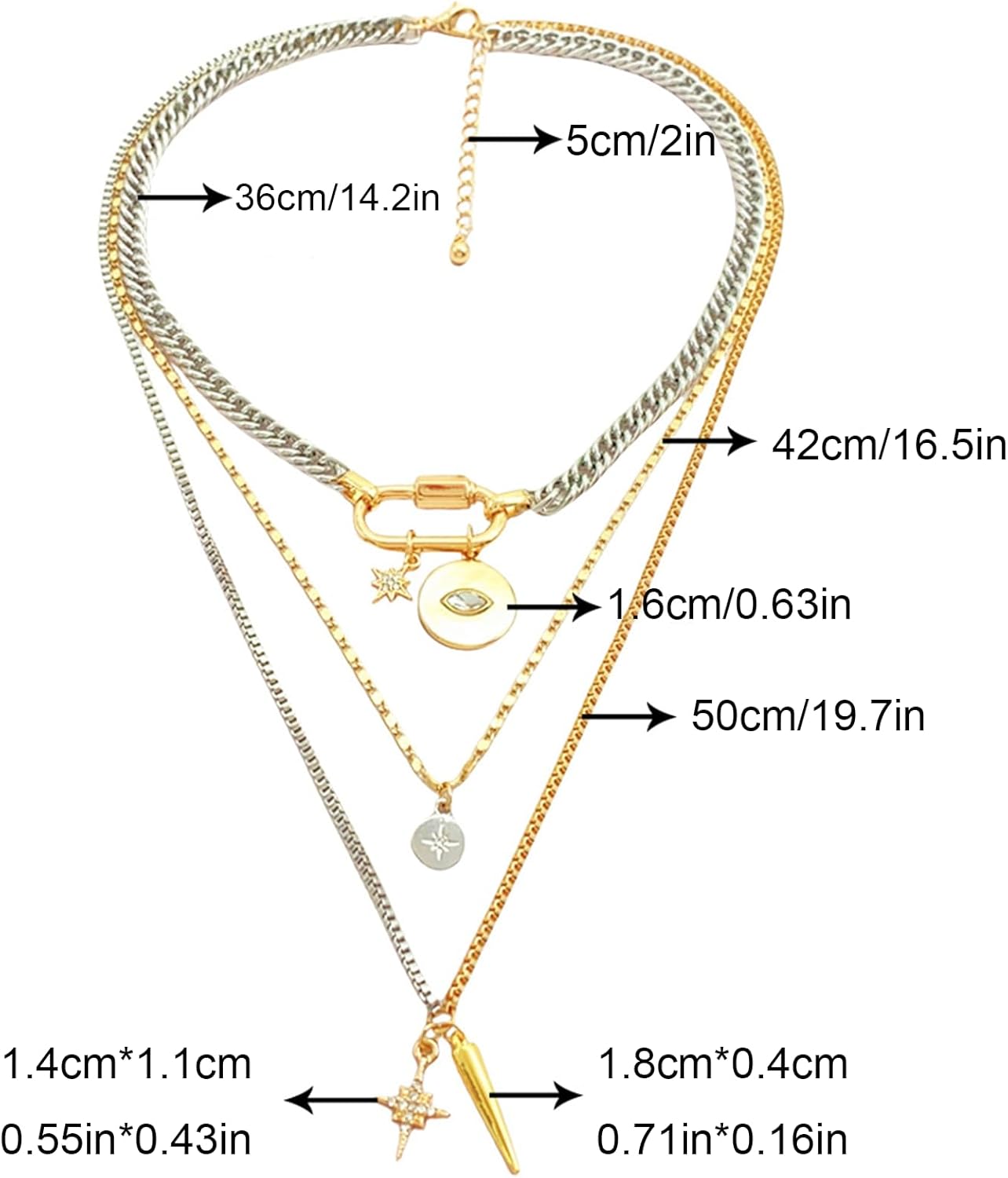 Layered Mixed Metal Necklace for Women Silver and Gold Two Tone Necklace Chunky Paperclip Coin Pendant Necklace Stack Trendy Statement Jewelry - Image 2