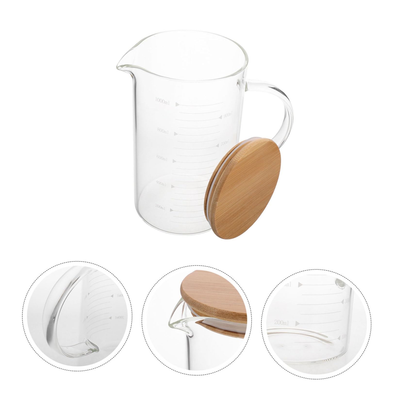 GLEAVI Verre Doseur Avec Couvercle Et Poignée Tasse à Mesurer Multifonction Avec Bec Verseur Pour Cuisine Le Café Le Jus Et Autres Liquides