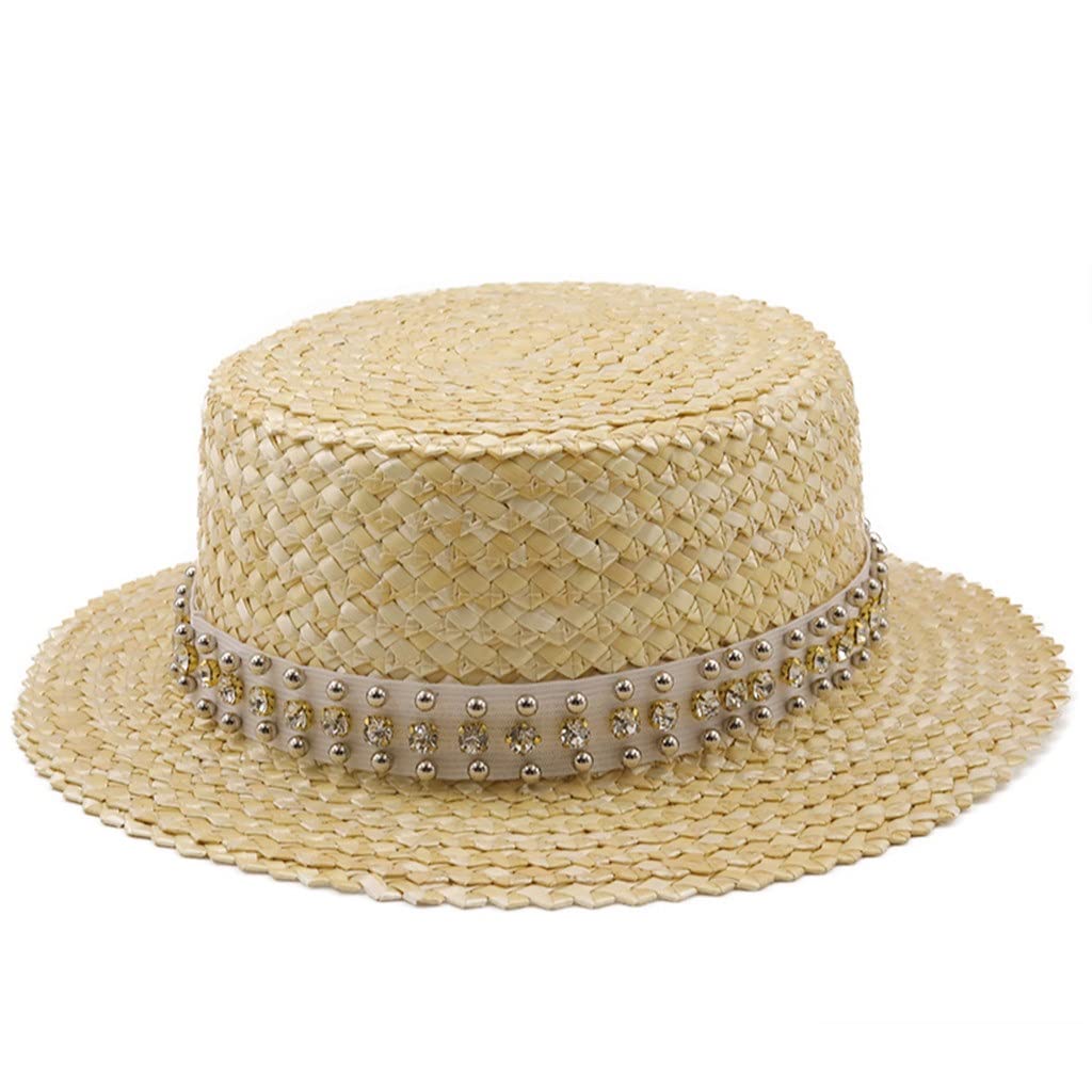 Cappello da spiaggia fatto a mano da ragazza Cappello da spiaggia per donna Cappellino da vacanza estivo Cappellino con visiera per protezione solare piatta alla moda (Color : C, Size : 55-58CM) (C 6