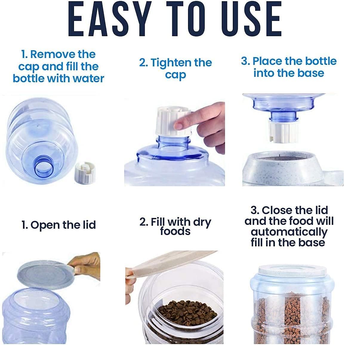 DARKFISH Automatic Pet Feeder and Water Dispenser - Gravity Refill, Self-Feeding for Dogs, Cats, and Other Pets, Suitable for Small to Large Pets, Including Puppies, Kittens, Rabbits, and Bunnies 4