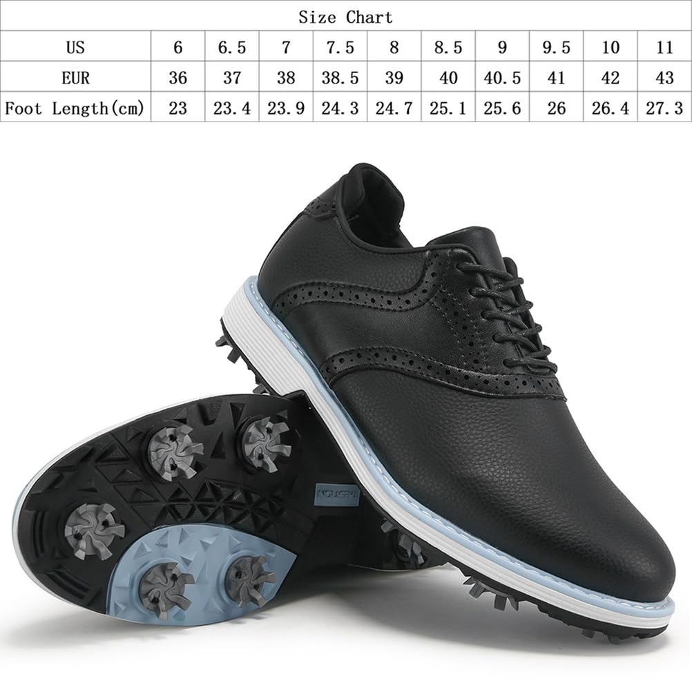 SDEQA Zapatos de Golf Impermeables para Mujer con 9 Clavos Cuero, Zapatillas de Golf para golfistas, Talla Grande