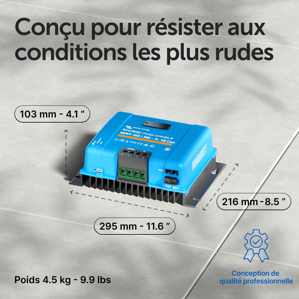 Victron Energy SmartSolar MPPT Tr VE.Can 150V 100 amp 12/24/36/48-Volt Contrôleur de Charge Solaire (Bluetooth)