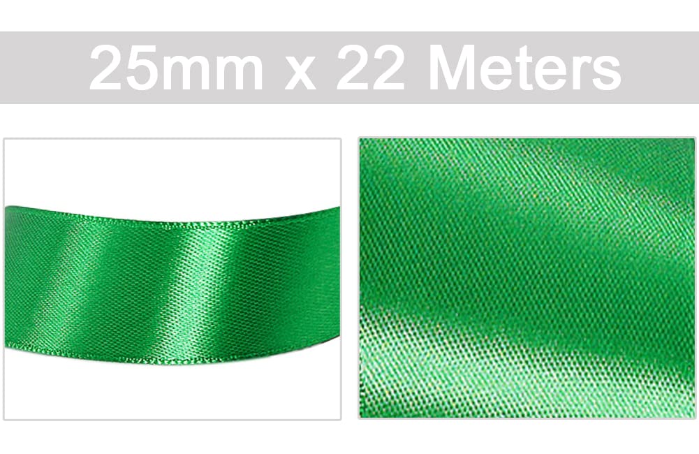 Ruban Satin Vert Mint 10mm, 23 mètres Rubans de Tissu Couture Ruban Cadeau pour Décoration de Mariage, Emballage cadeau, Bouquet de fleurs, Artisanat DIY, Décoration gâteau d'anniversaire et Noël