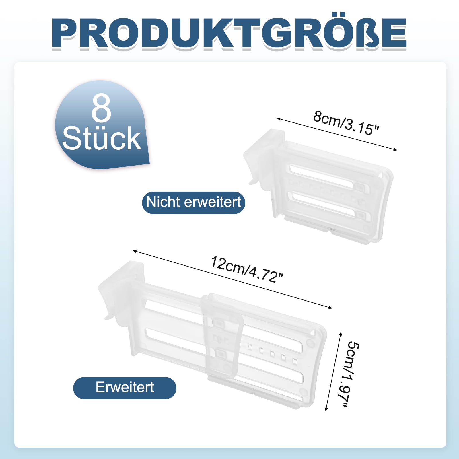 QUARKZMAN 8 Pezzi Divisorio per Frigorifero, Divisori Organizzatori Regolabile Ferma Bottiglie Accessori Vassoi Scaffale Stoccaggio Scaffale Separatori per Cassetti Lattine Birra Bevande