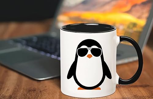 Miniatura 4 de Fonhark - Taza de pingüino, taza de amante de los pingüinos, taza de cumpleaños y Navidad, taza de café novedosa de 11 onzas